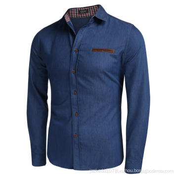 Men's Casual Dress Shirt Button Down Shirts Long-Sleeve Denim Work Shirt